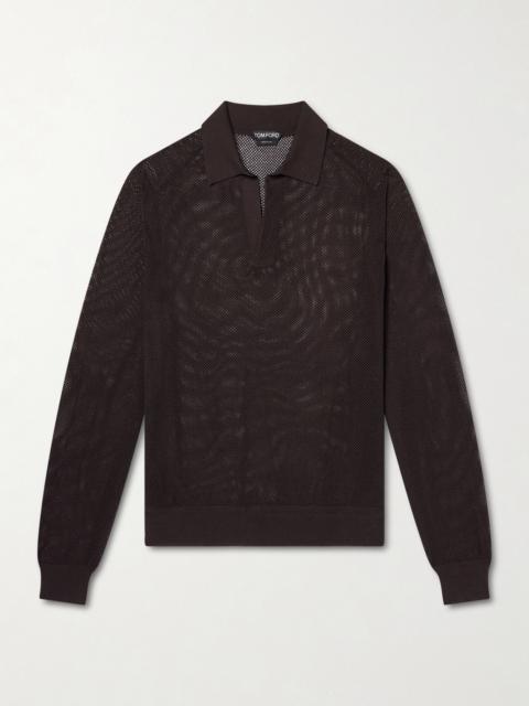 TOM FORD Open-Knit Sea Island Cotton and Silk-Blend Polo Shirt