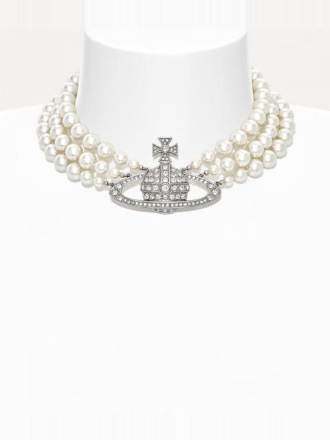 Vivienne Westwood THREE ROW PEARL BAS RELIEF CHOKER