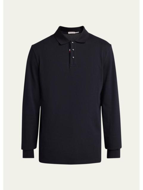 Moncler Men's Archivio Cotton Long-Sleeve Polo Shirt