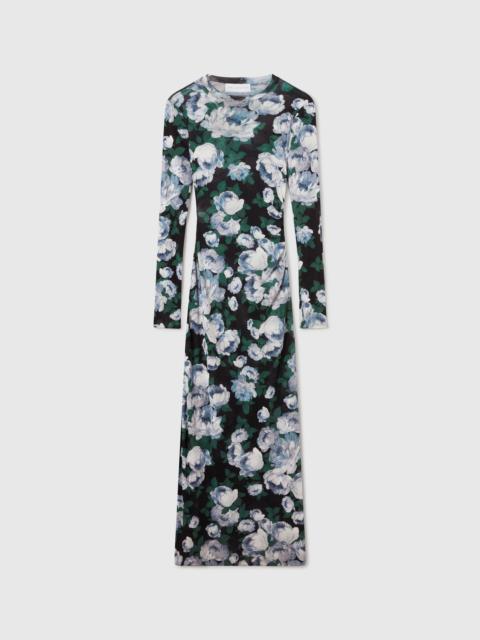 Stella McCartney Floral Long-Sleeve Mesh Midi Dress