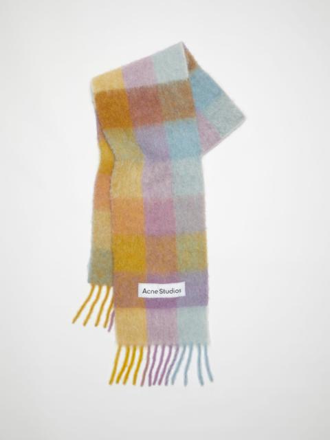 Acne Studios Mohair checked scarf - Violet/yellow/blue