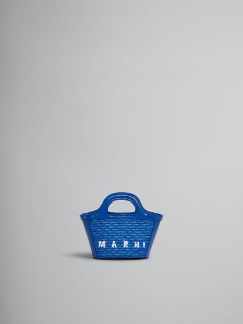 TROPICALIA MICRO BAG IN BLUE LEATHER AND RAFFIA-EFFECT FABRIC