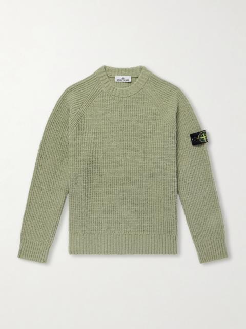 Stone Island Logo-Appliquéd Ribbed Cotton-Bouclé Sweater