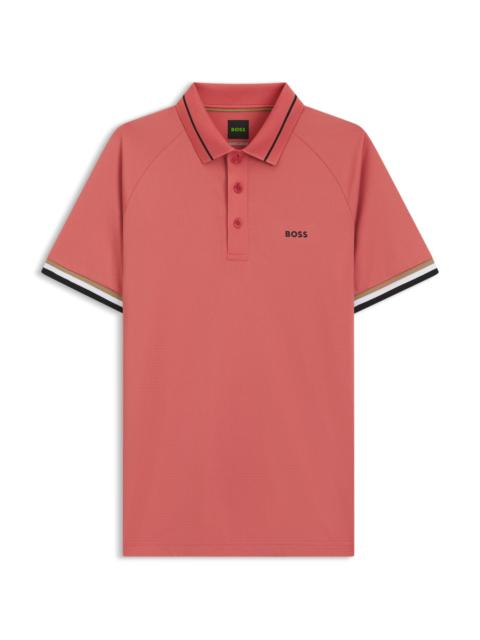 BOSS ACTIVE SLIM-FIT POLO SHIRT WITH BRANDED DETAILS