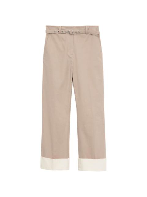 belted cotton flared trousers