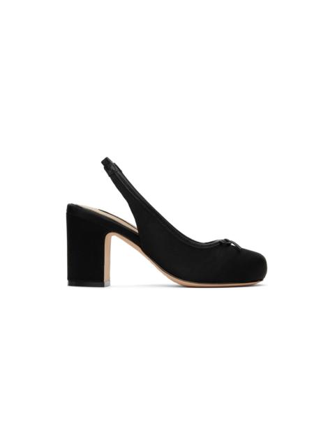 SANDY LIANG SSENSE Exclusive Black Slingback 75 Heels