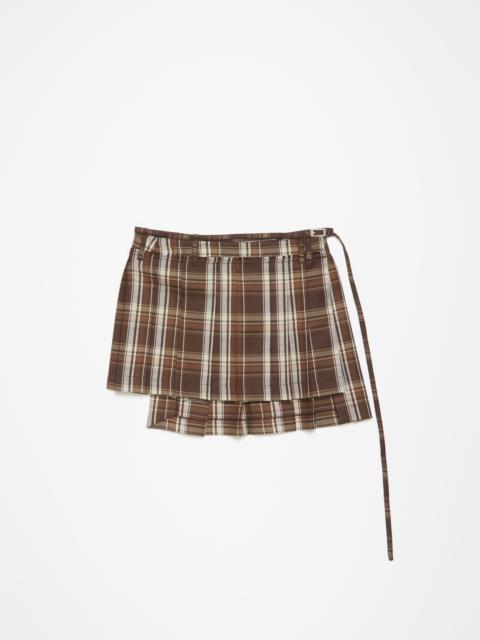 Asymmetric pleated skirt - Brown/beige
