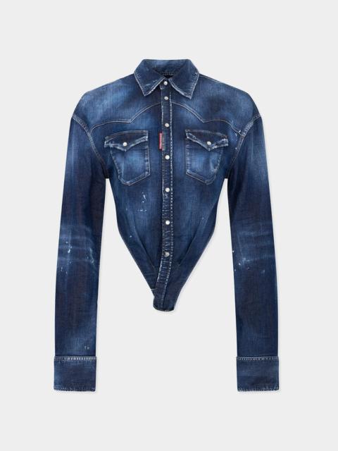 DSQUARED2 DEEP CUT NIGHT WHISPER DENIM SHIRT