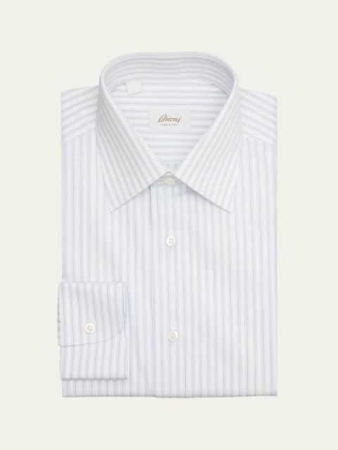 Brioni Men's Cotton Multi-Stripe Point Collar Dress Shirt