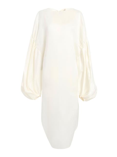 KHAITE Zelma Oversized Silk Maxi Dress ivory