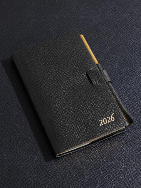 Smythson Panama Cross-Grain Leather 2026 Weekly Diary with Pencil Black