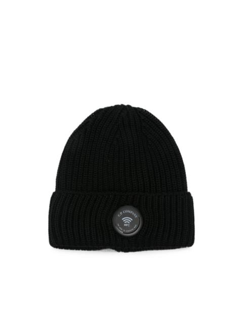 C.P. Company ribbed-knit logo-patch beanie hat