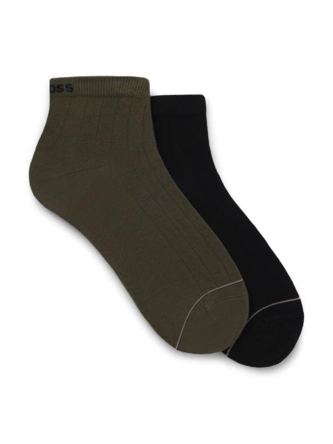 BOSS TWO-PACK OF RIBBED COTTON-BLEND SHORT SOCKS