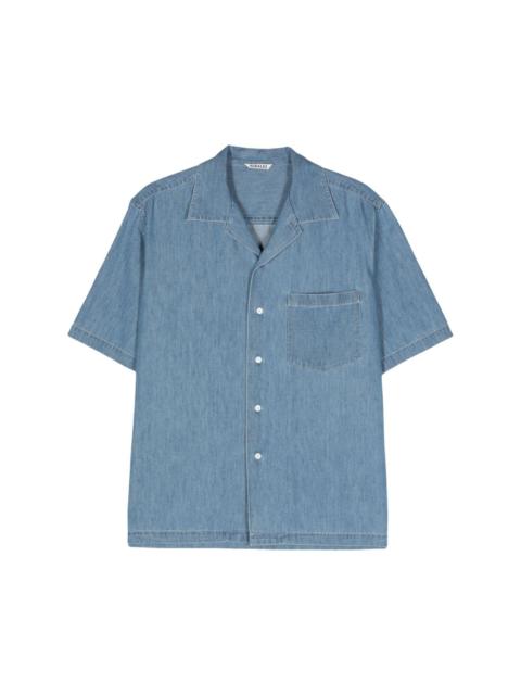 short-sleeved denim shirt