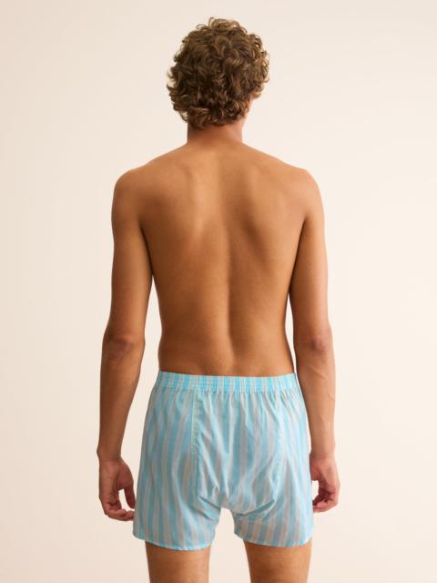 Derek Rose Men's Classic Fit Boxers Amalfi Cotton Batiste Aqua Blue Stripe