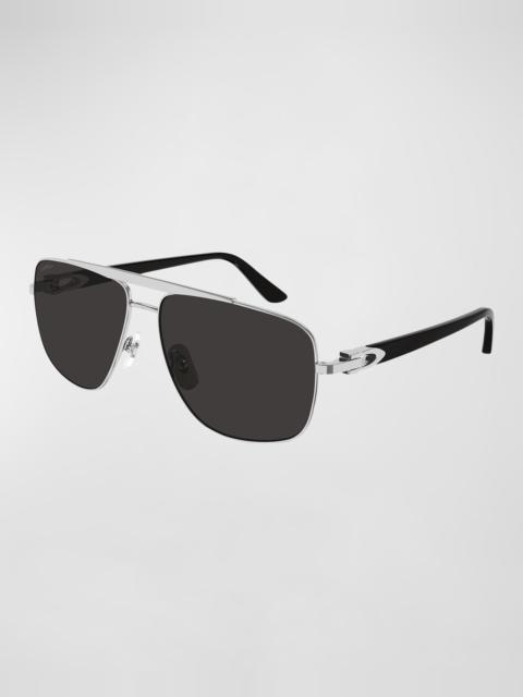 Cartier Men's C-Logo Aviator Sunglasses