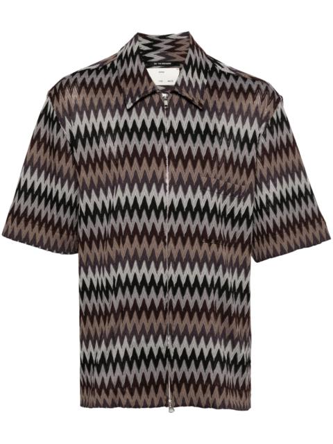 Song for the Mute Brown Zigzag Zip-Up Shirt