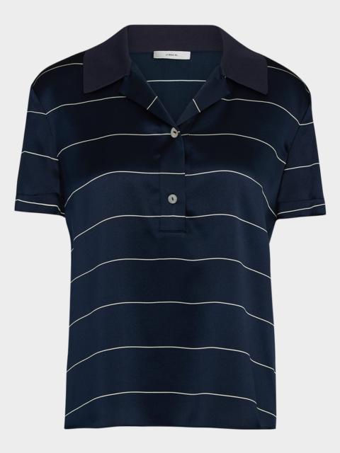 Vince Stripe Knit Collar Polo Shirt