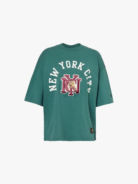 NYC-embroidered relaxed-fit cotton-jersey T-shirt