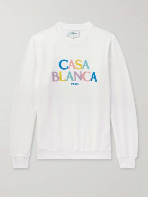 CASABLANCA Logo-Flocked Organic Cotton-Terry Sweatshirt