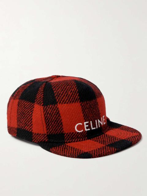 CELINE Logo-Embroidered Checked Wool Baseball Cap
