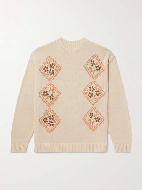 Kookei Jacquard-Knitted Cotton-Blend Sweater