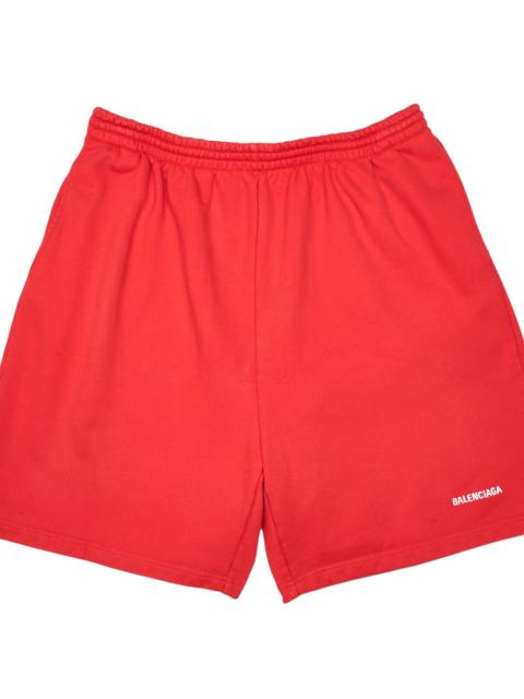BALENCIAGA Embroidered Logo Sweatshorts "Red White" 674591 TMVF5 3168