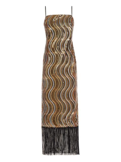 Taller Marmo Hemingway Disco fringed sequin-embellished midi dress