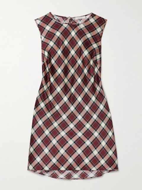 DÔEN Alamere Checked Silk-satin Mini Dress