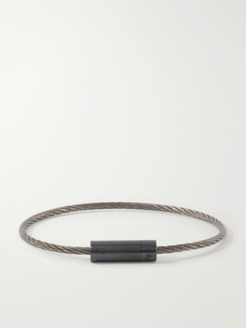 le gramme 7g Brushed Sterling Silver and Ceramic Cable Bracelet Black