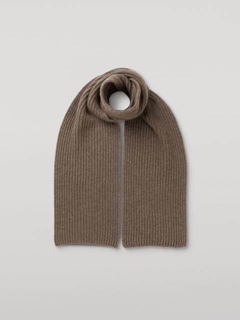 Johnstons of Elgin Lovat Brown Ribbed Cashmere Scarf
