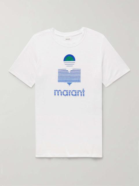 Isabel Marant Karman Logo-Print Linen-Jersey T-Shirt