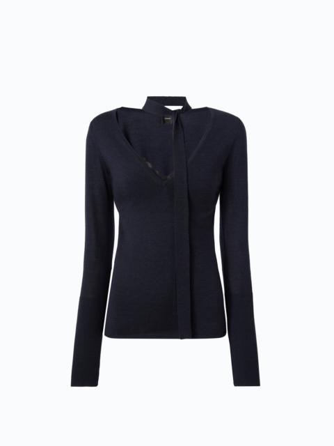 PINKO WOOL SWEATER WITH LACE AND SASH