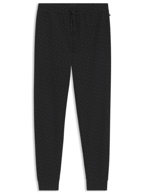 BOSS CUFFED PAJAMA PANTS IN MONOGRAM-PRINT WAFFLE FABRIC