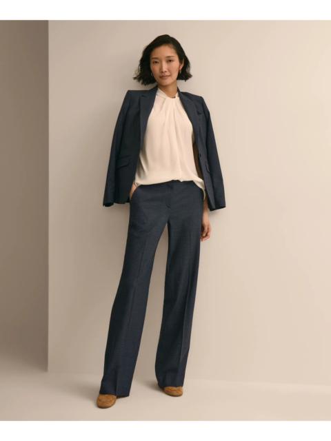 Brooks Brothers Wool Blend Birdseye Wide-Leg Pants