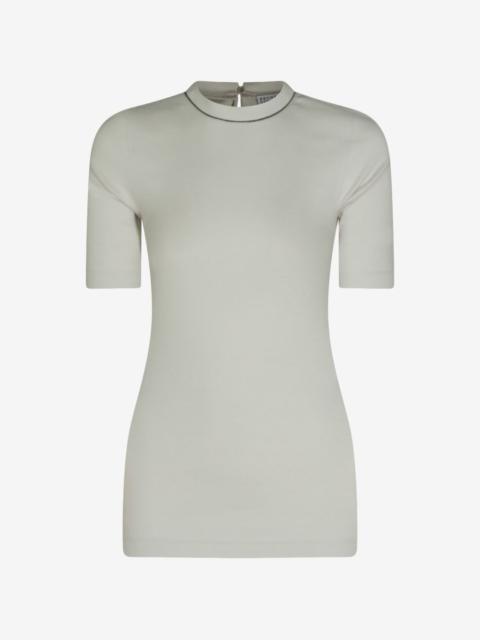 Brunello Cucinelli monili-trim ribbed-knit T-shirt