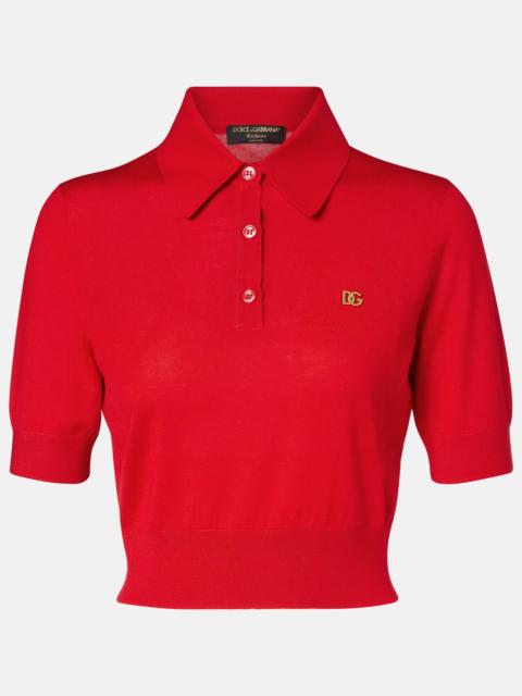 Dolce & Gabbana Knitted cashmere and silk polo shirt