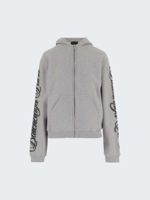 BALENCIAGA Cursive Zip-up Hoodie Light Htr Grey And Black