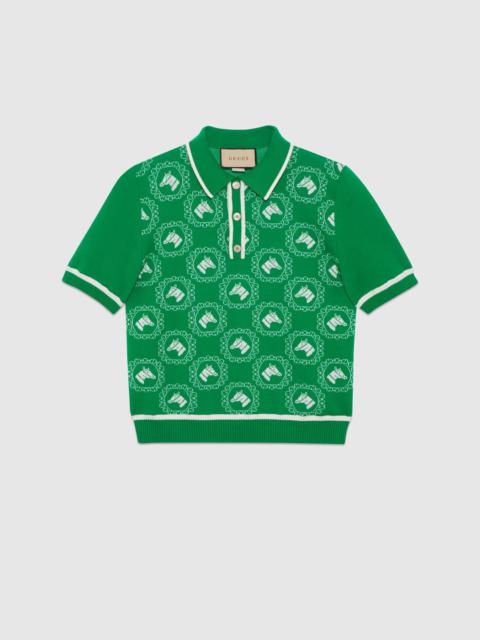GUCCI Equestrian cotton wool jacquard polo