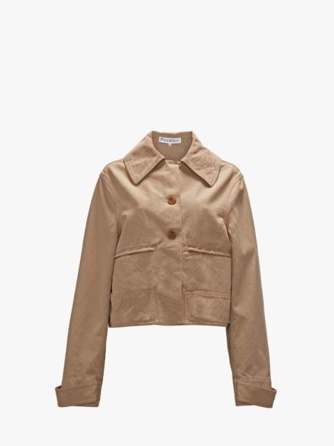 ブルゾン MAX MARA CROPPED BROWN DENIM-EFFECT JACKET Denim-effect cropped jacket, brown | 