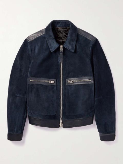 TOM FORD Slim-Fit Full-Grain Leather-Trimmed Suede Blouson Jacket