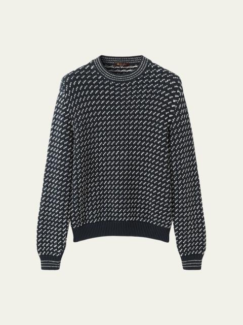 Loro Piana Men's Yawl Wool Birdseye Knit Fisherman Sweater