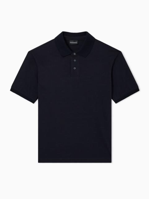 EMPORIO ARMANI SLIM-FIT JERSEY POLO SHIRT WITH ALL-OVER JACQUARD EAGLE