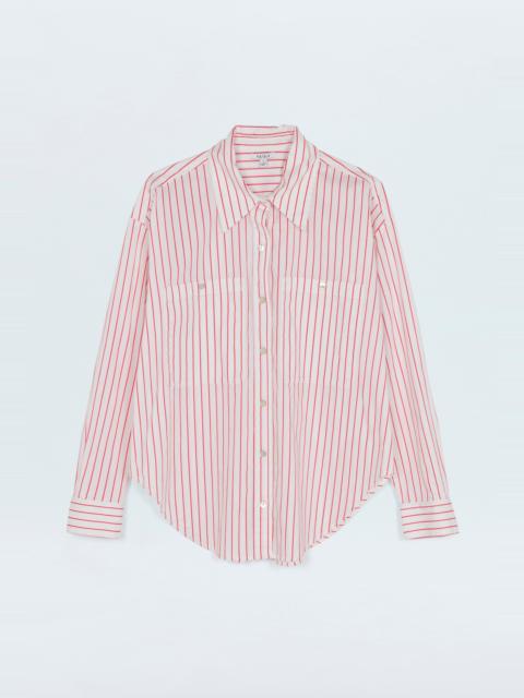 PISTOLA SAMANTHA OVERSIZED BUTTON UP SHIRT - RUBY STRIPE