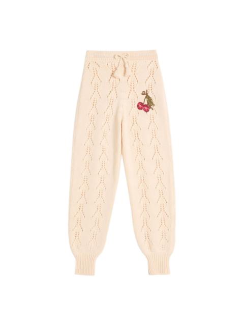 Valentino cherry-embellished knit trousers