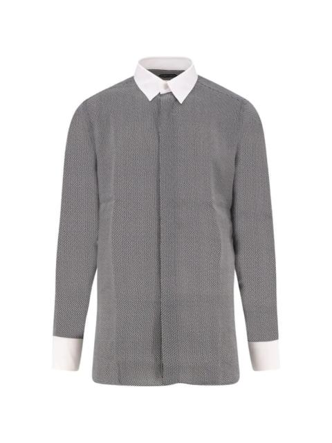 TOM FORD Graphic Sharkskin Print New Fluid Collare And Cuff Contrast S