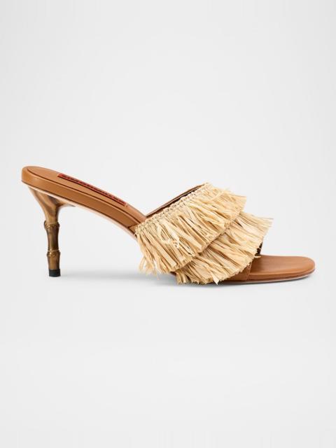 SIMONMILLER Playa Straw Bamboo-Heel Mule Sandals