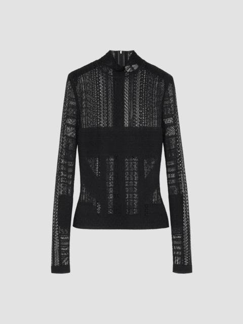 Alexander McQueen Women's Sheer Lace Long-Sleeve Top - Black