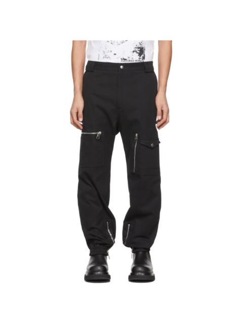 Alexander McQueen Black Cotton Canvas Cargo Trousers