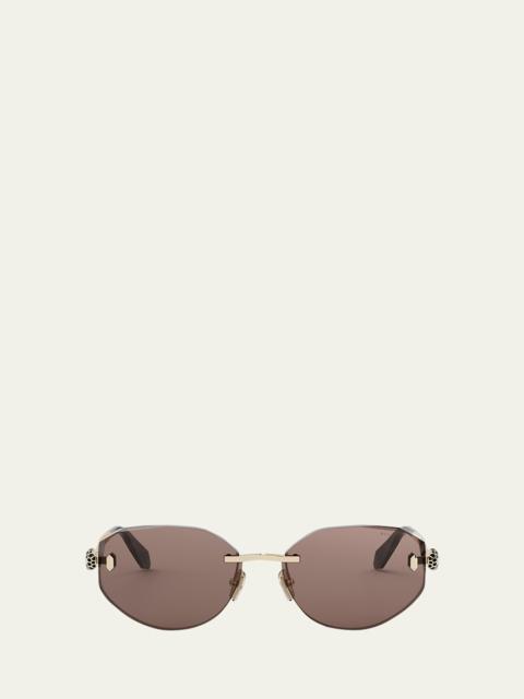 BVLGARI Serpenti Forever Rimless Oval Metal Sunglasses